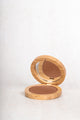 Scoop Whole Beauty sun-kissed natural mineral bronzer in refillable, sustainable bamboo mirror compact - maca - medium - tan - cocoa