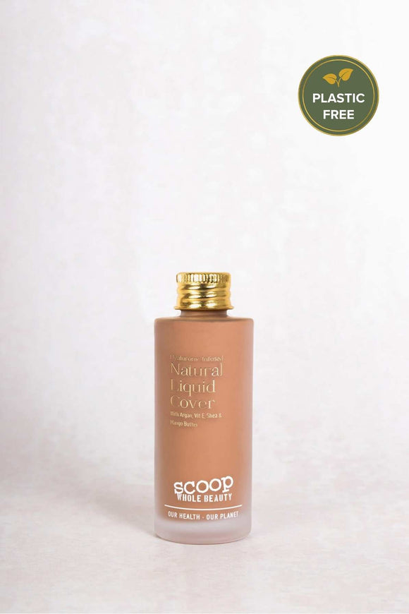 Scoop Whole Beauty light liquid cover with hydrating HLA in sustainable, refill size, glass bottle - medium