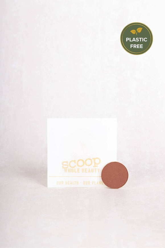 Scoop Whole Beauty terracotta natural mineral eyeshadow refill with paper compostable packaging - terracotta