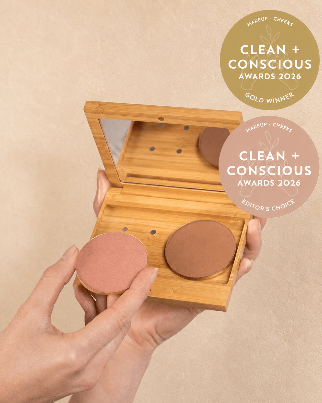 Pressed Mineral Blush &amp; Bronzer Duo in Bamboo Multi Palette - Scoop Whole Beauty - palette