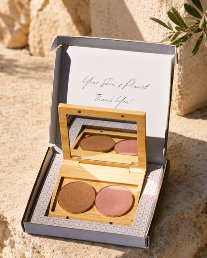 Pressed Mineral Blush &amp; Bronzer Duo in Bamboo Multi Palette - Scoop Whole Beauty - palette