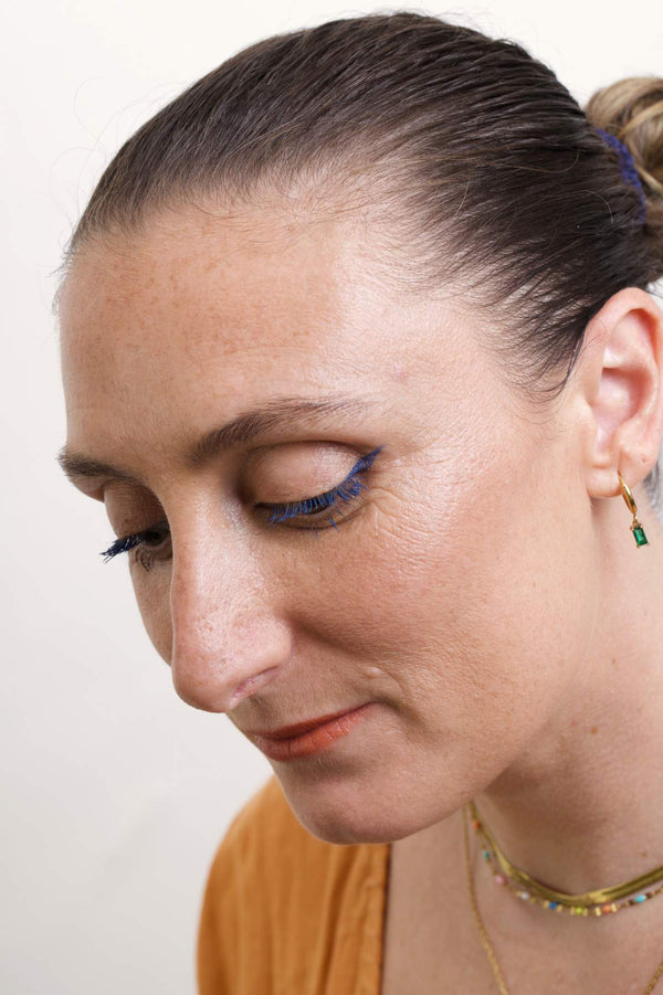 Ocean blue mascara on lashes and as eyeliner 