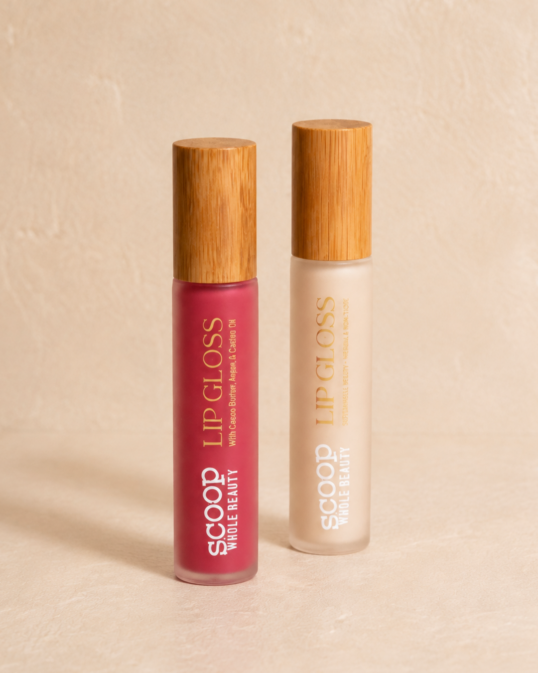 Natural Lip Gloss in Clear and Pink Pitaya | Scoop Whole Beauty