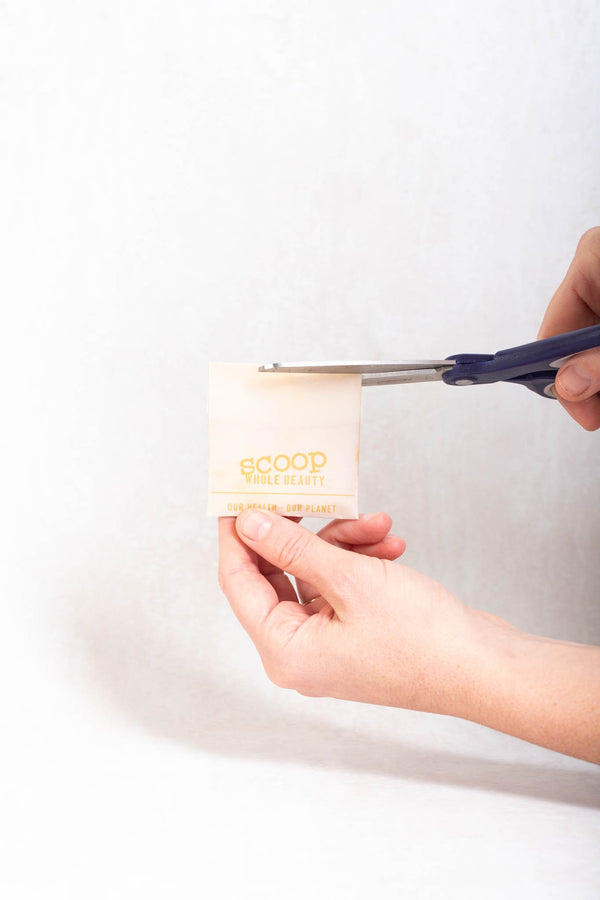Scoop Whole Beauty full loop pure mineral powder foundation with SPF in compostable refill pouch 