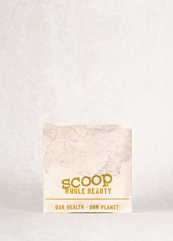 Scoop Whole Beauty full loop pure mineral powder foundation with SPF in compostable refill pouch - light