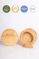 100% bamboo round loose powder foundation sifter container with removable sifter.