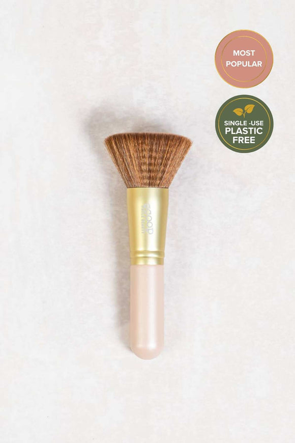 Scoop Whole Beauty premium vegan foundation brush with ultra soft, flat bristles to evenly blend