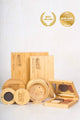 Sustainable eco-beauty collection of products displayed beautifully and showcasing the bamboo packaging.