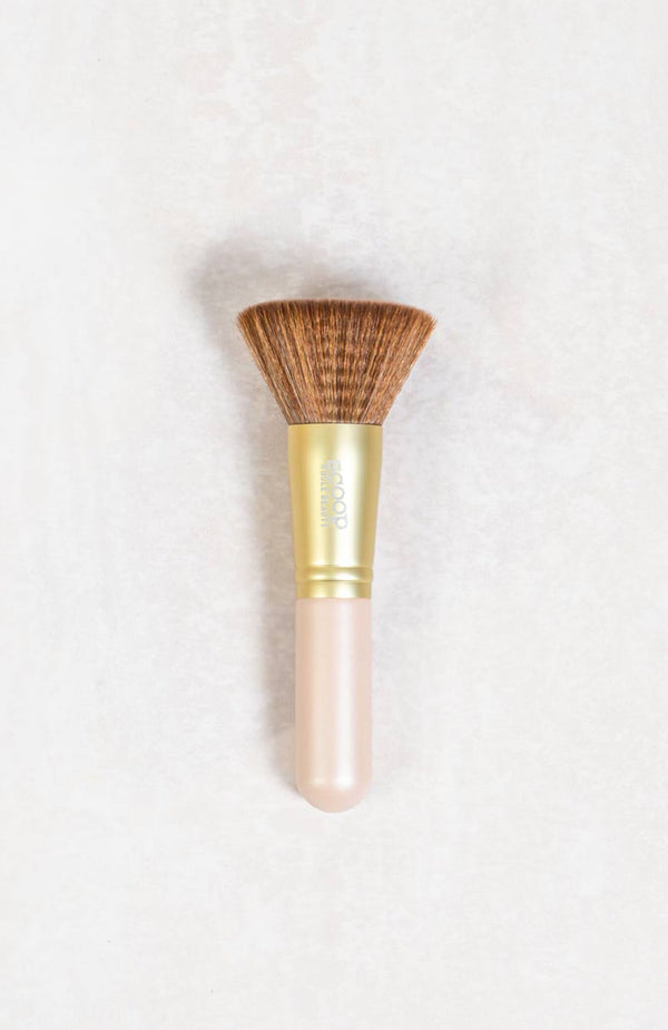 Scoop Whole Beauty premium vegan foundation brush with ultra soft, flat bristles to evenly blend